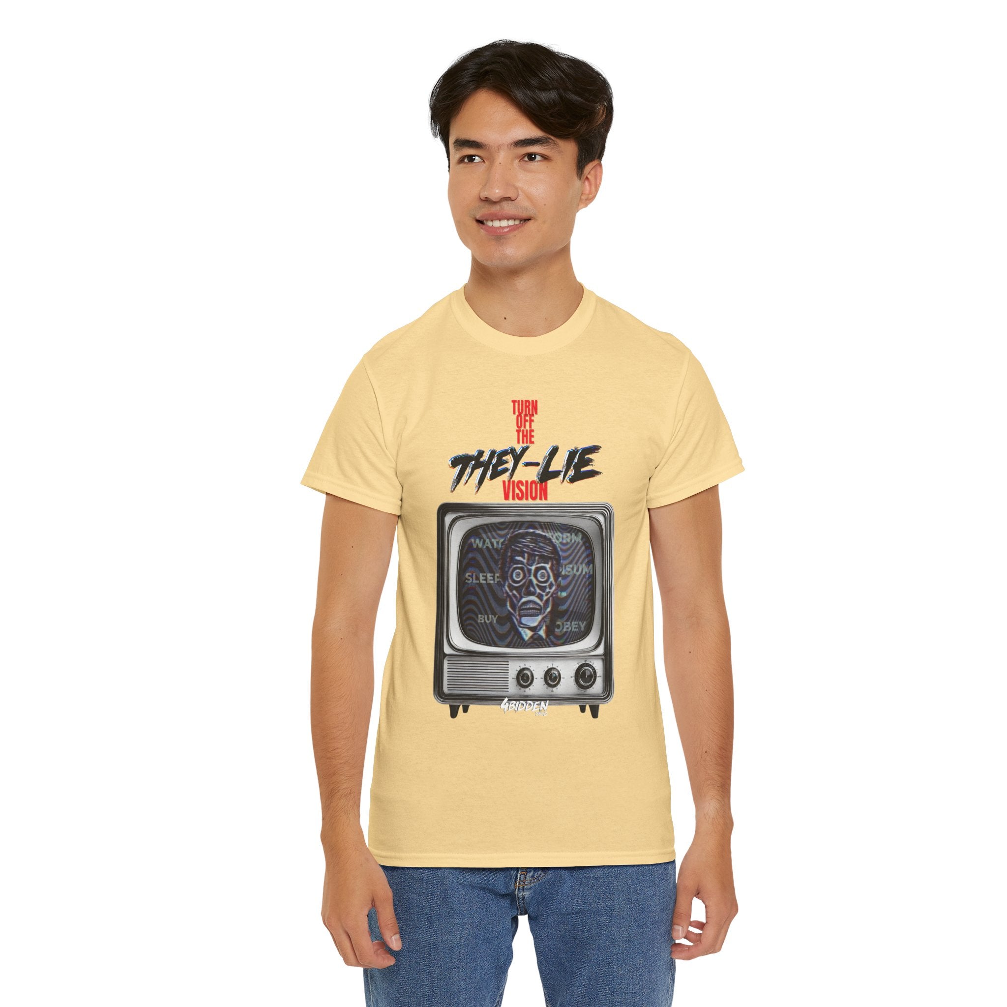 TURN OFF THE THEY-LIE-VISION HEAVY COTTON T-Shirt