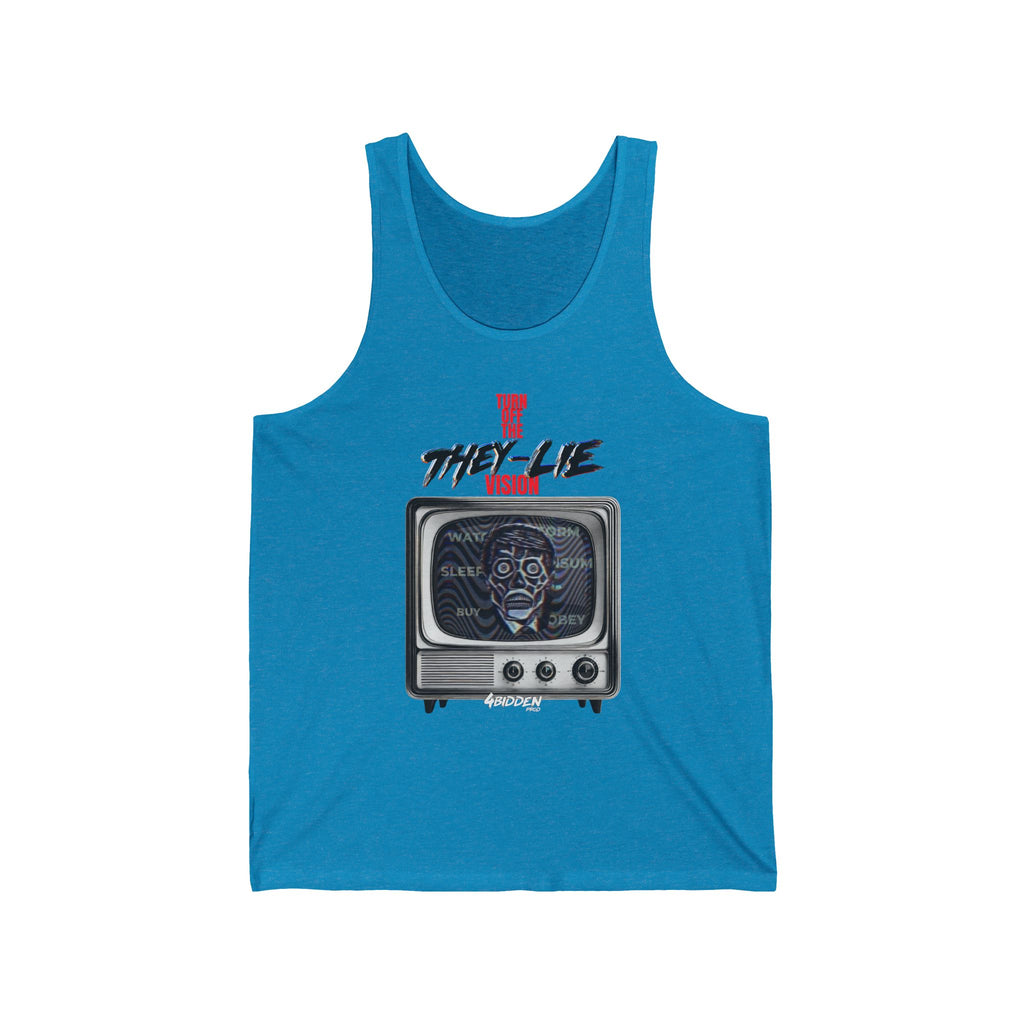 TURN OFF THE THEY-LIE-VISION Unisex Jersey Tank