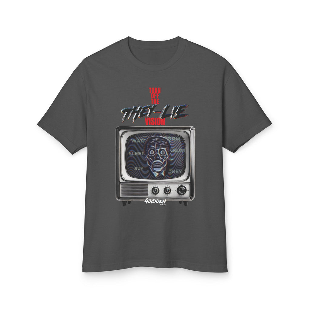 TURN OFF THE THEY-LIE-VISION Heavyweight Cotton T-Shirt