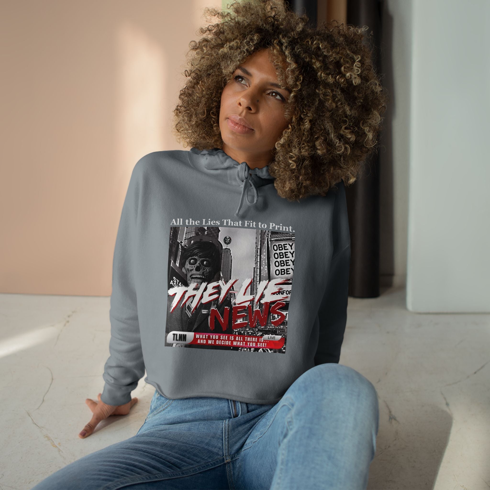 They Lie News Network 2.0 Crop Hoodie