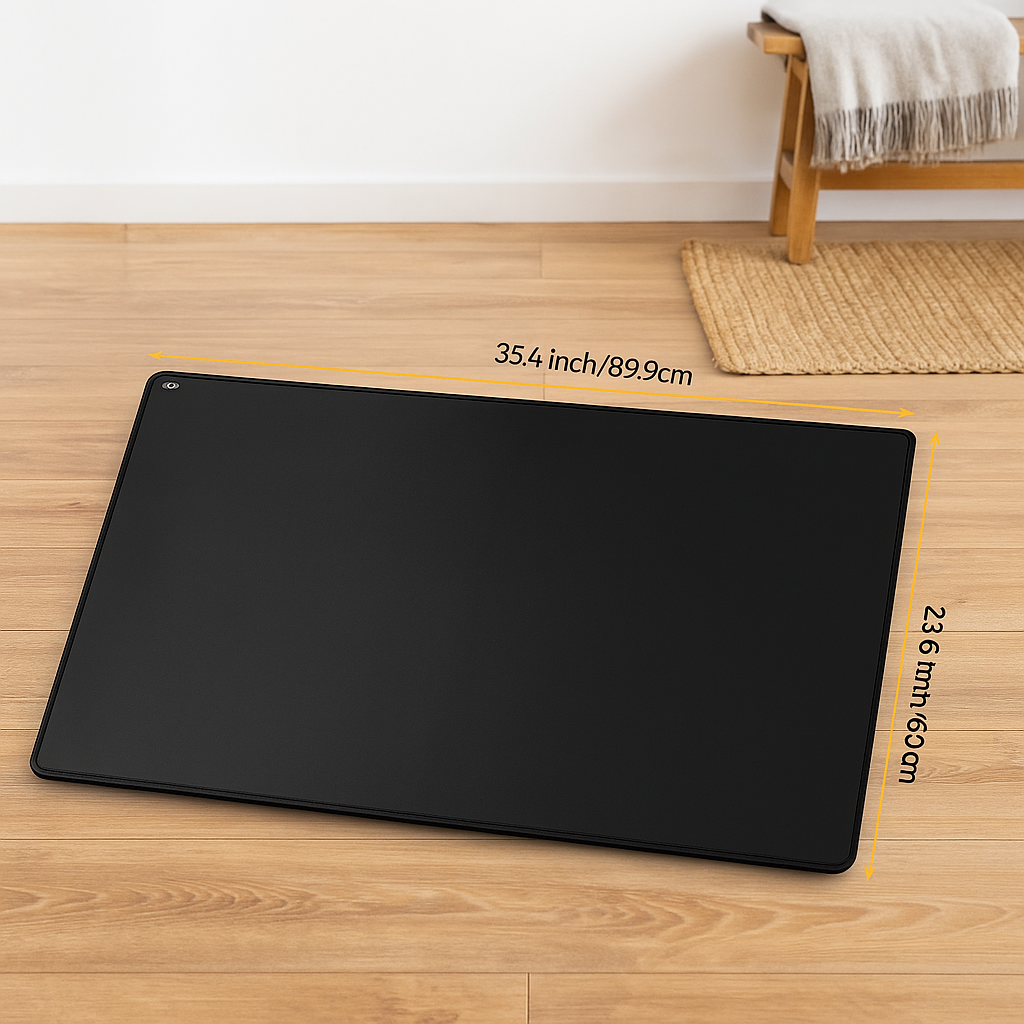 Universal Grounding Mat – EMF Recovery Sleep & Yoga Pad with Anti-Tangle Coil Cable (PU Conductive Surface)