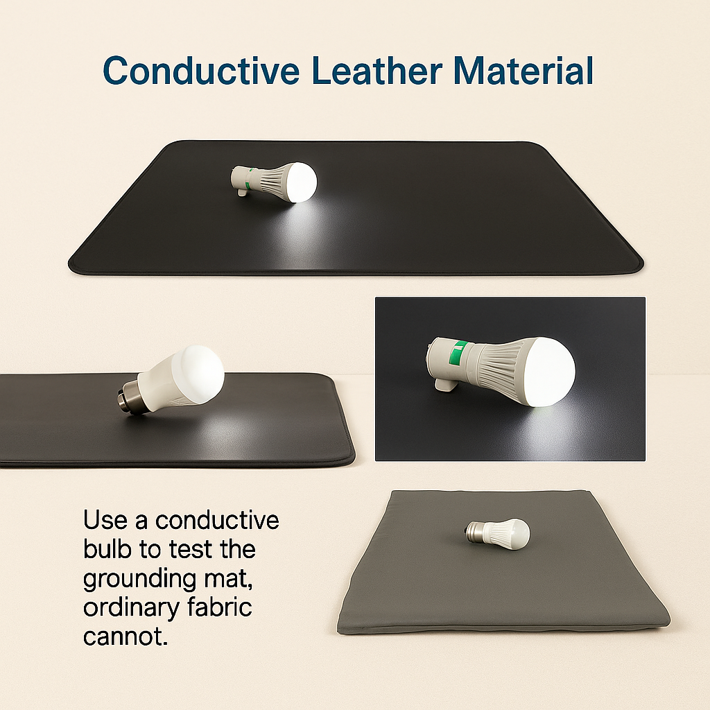 Universal Grounding Mat – EMF Recovery Sleep & Yoga Pad with Anti-Tangle Coil Cable (PU Conductive Surface)